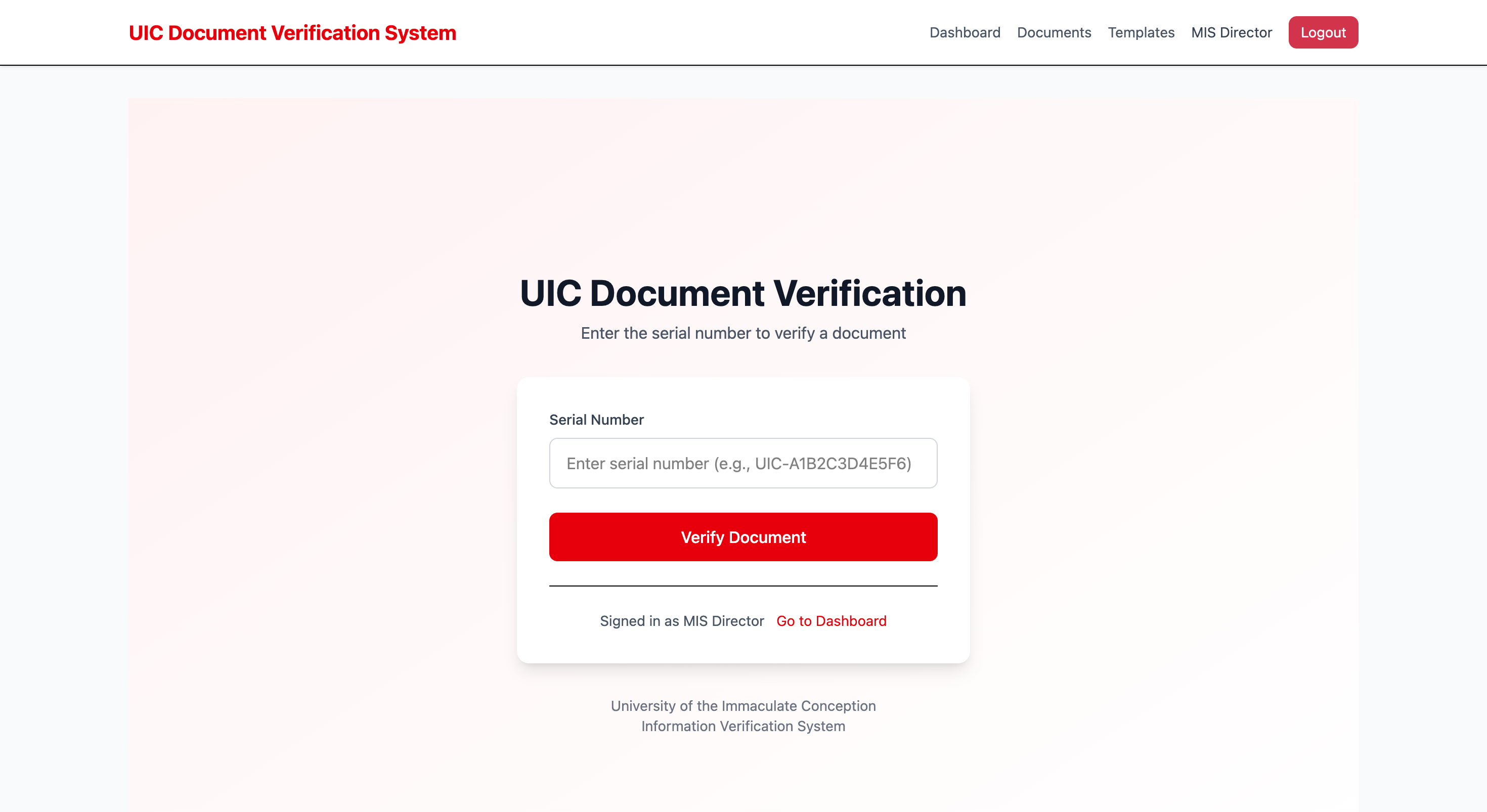 UIC Document Verification System